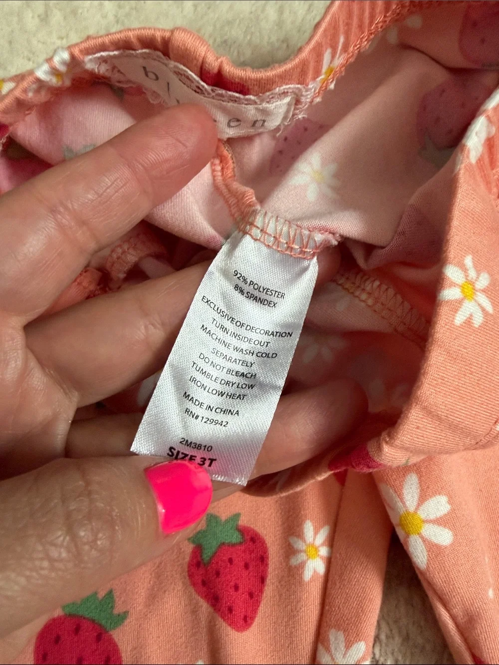btween Peach & Red Strawberry Two-Piece Matching Set - Picture 4 of 9